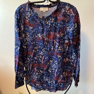 Navy print LOFT brand blouse